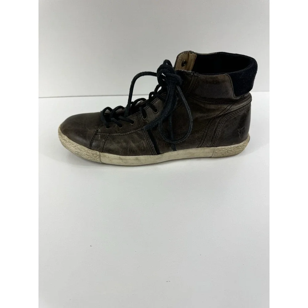 Men Frye Brown Mid Shoe Mens Size 8 Boots Bedford Hi Top Leather Sneakers